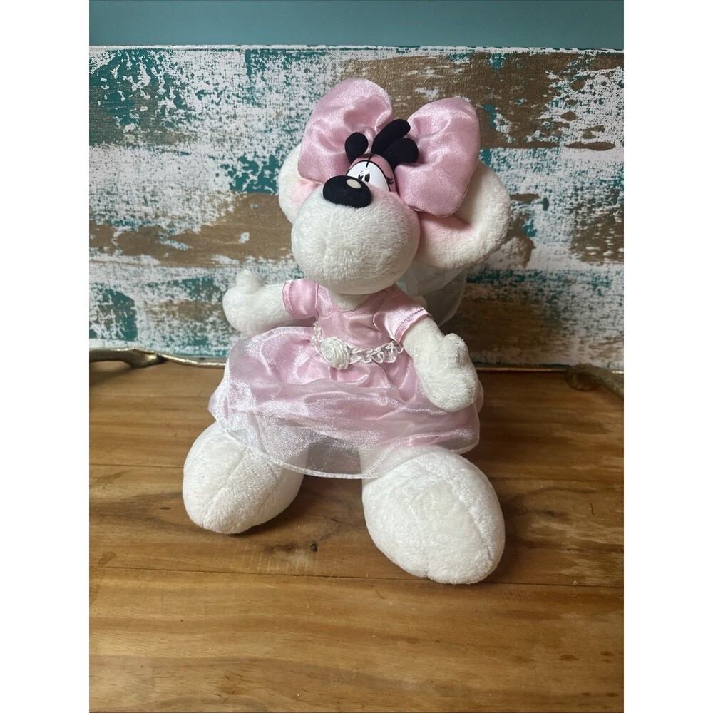 Vintage Diddlina Plush Mouse Pink Bride 12 Inches Tulle Veil